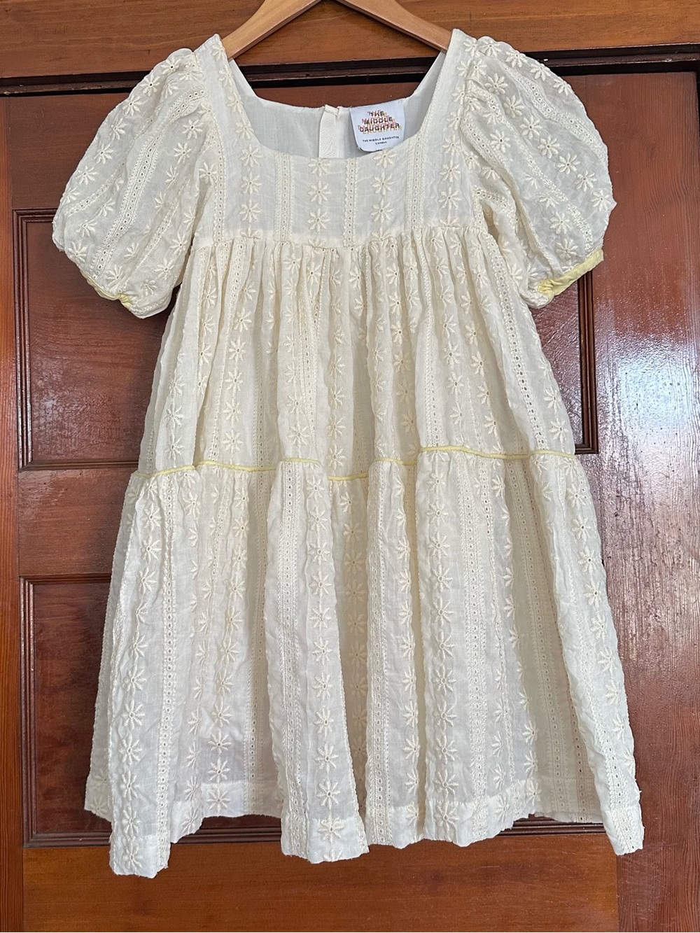 The Middle Daughter Embroidered Butter Flower Know Full Well Cream Dress Sz 7-8